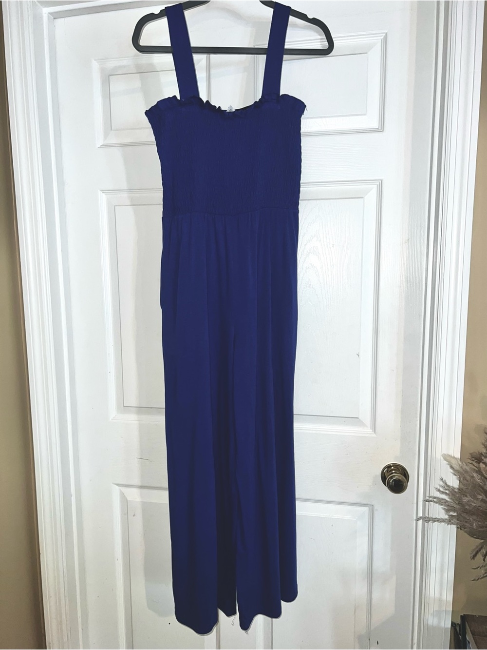 Women's Royal Blue Smocked Jumpsuit